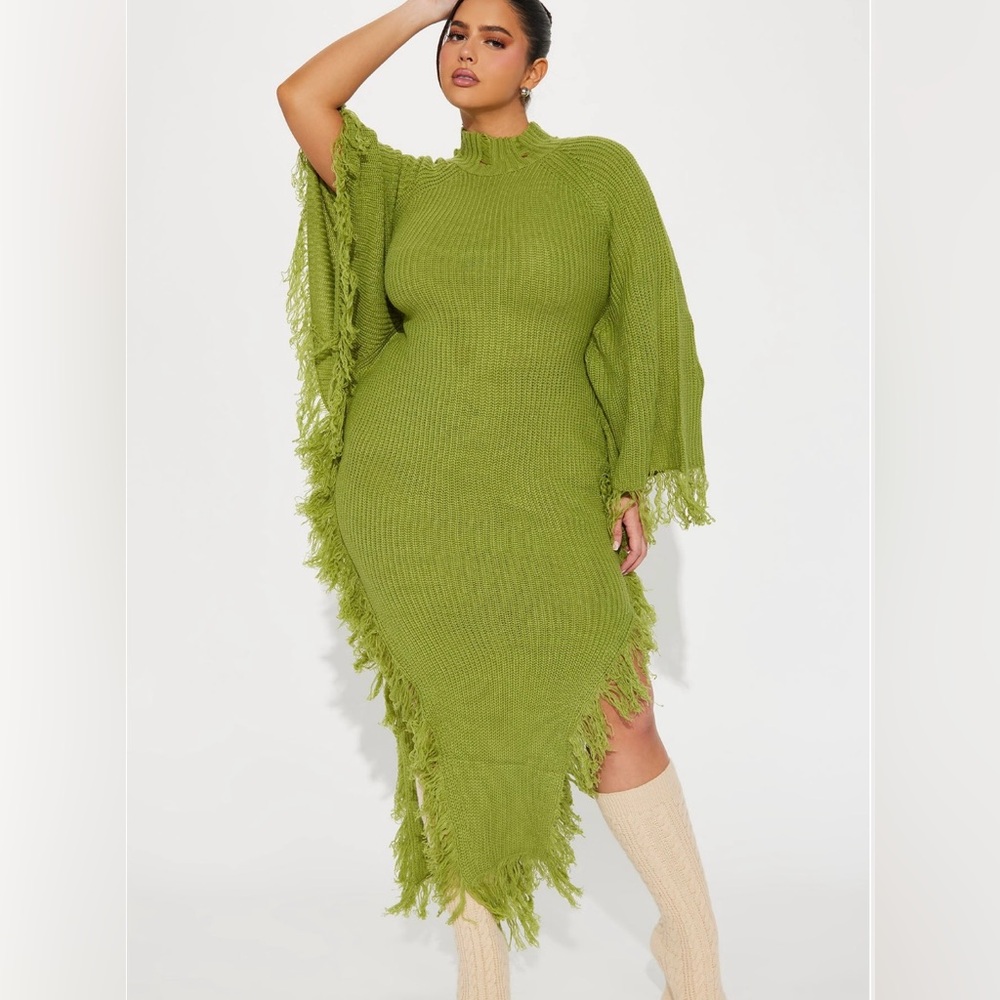 Green Asymmetrical Bodycon Dress with Dolman Sleeves